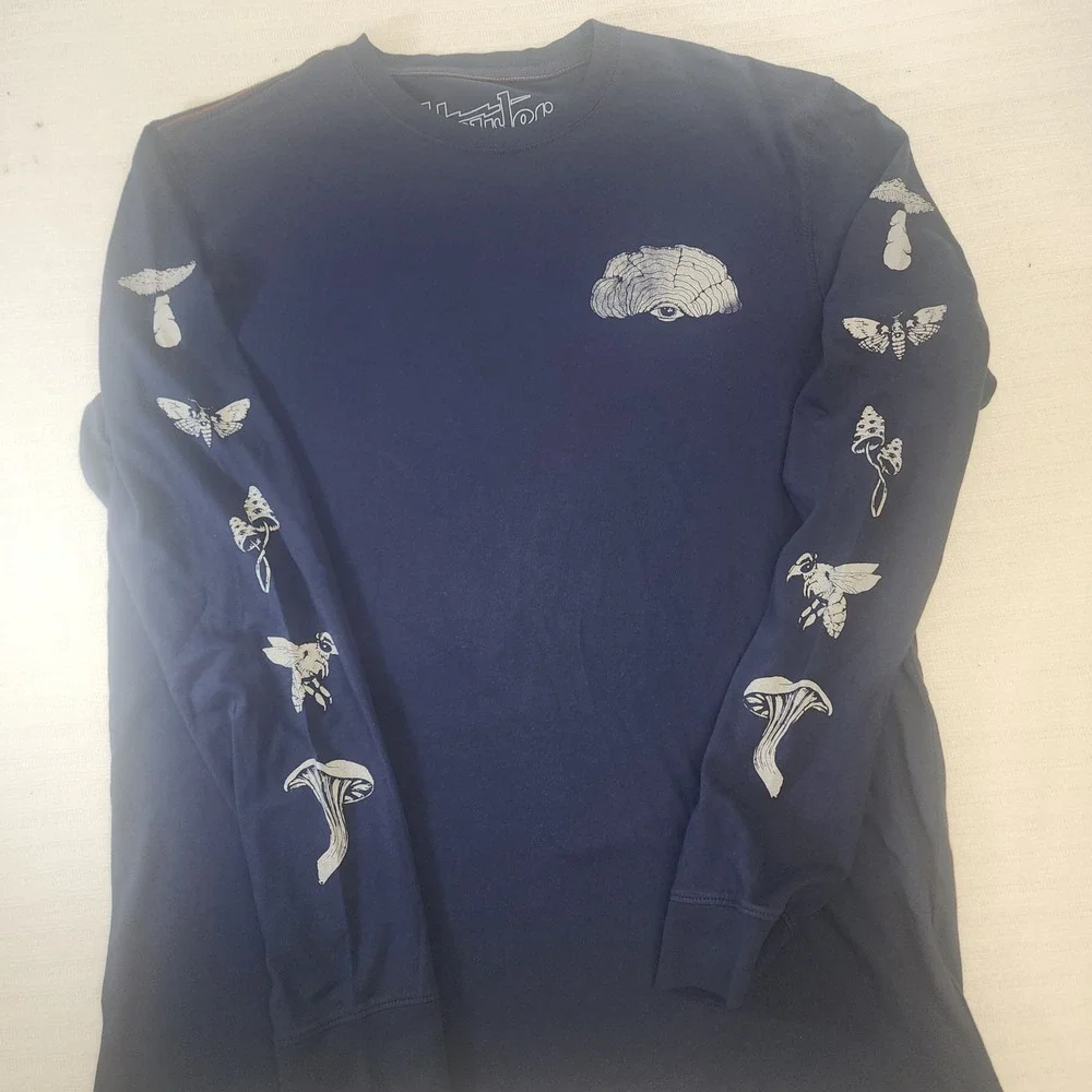 Howler Bros Mens Navy Blue Mushroom Graphic Long Sleeve T-Shirt Size M NWT